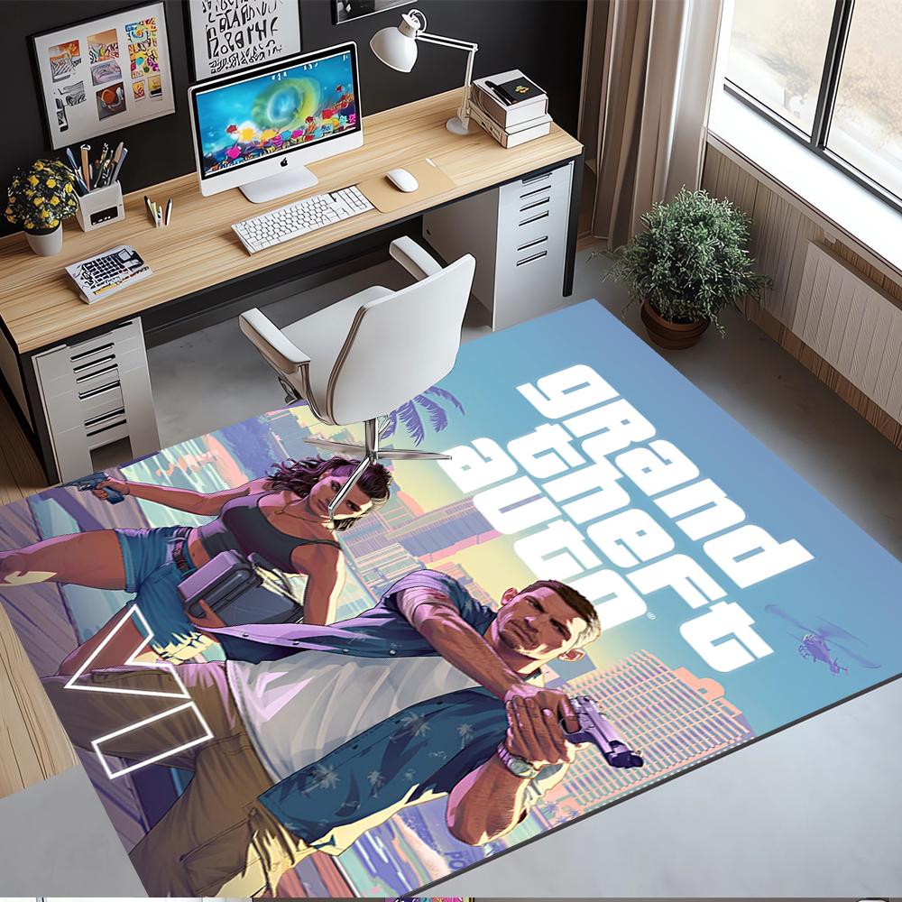 Tappeto Stampato GTA 6, Tappeto per Sedia da Ufficio Soggiorno Camera da Letto Cucina Decorazioni per la Casa Regali.
