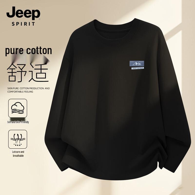 JEEP SPIRIT Men's 2026 Pure Cotton Long-Sleeve T-Shirt