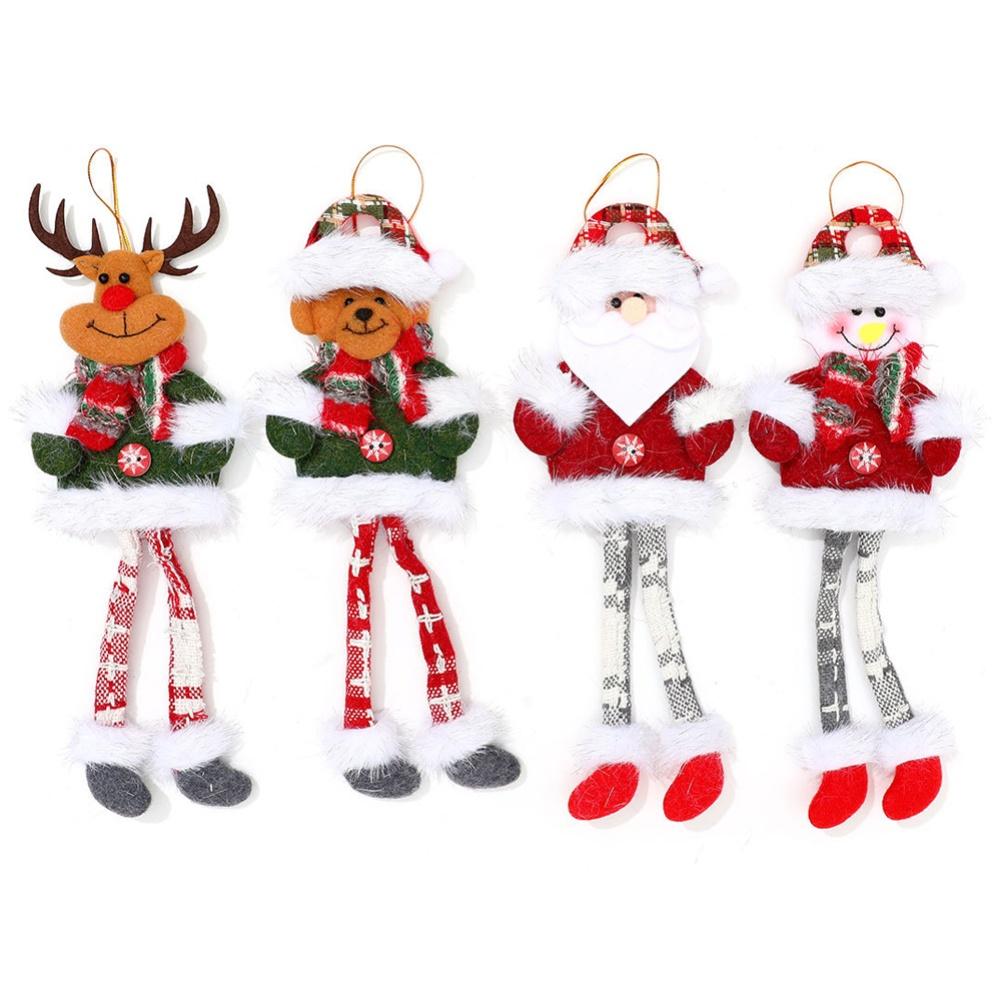

4Pcs Christmas Ornaments Fabric Plush Doll Hanging Pendant Old Man Snowman Santa Claus Reindeer Christmas Tree Decoration