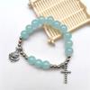 Colorful Glass Cross Bracelets Beaded Stretch Bracelets for Woman Jewelry Wristband Handchain for Baptisms Gift