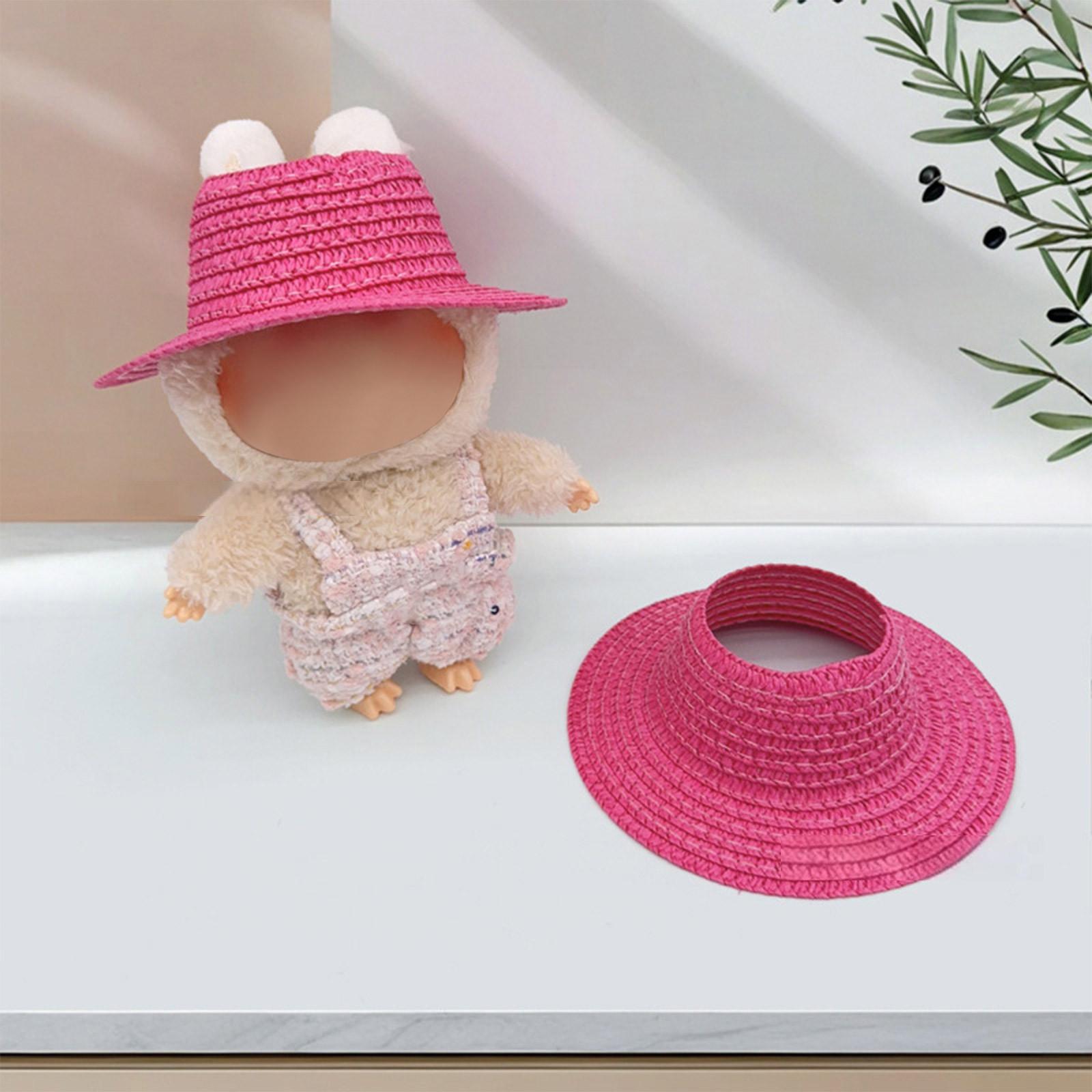 

Colored Empty Straw Hat For Ropa Labubu Lovely Little Doll Accessories Cute Hat Decoration One Size горячий розовый