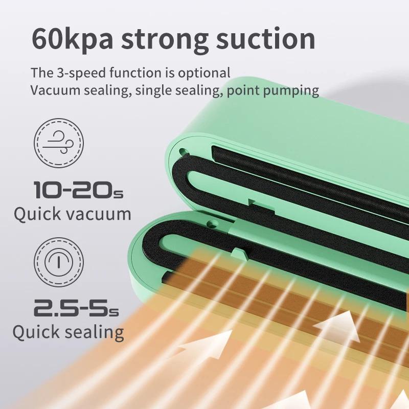 2025 New Charging Wireless Fully Automatic Vacuum Sealing Machine Household Small Portable Food Packaging Plastic Sealing Machin