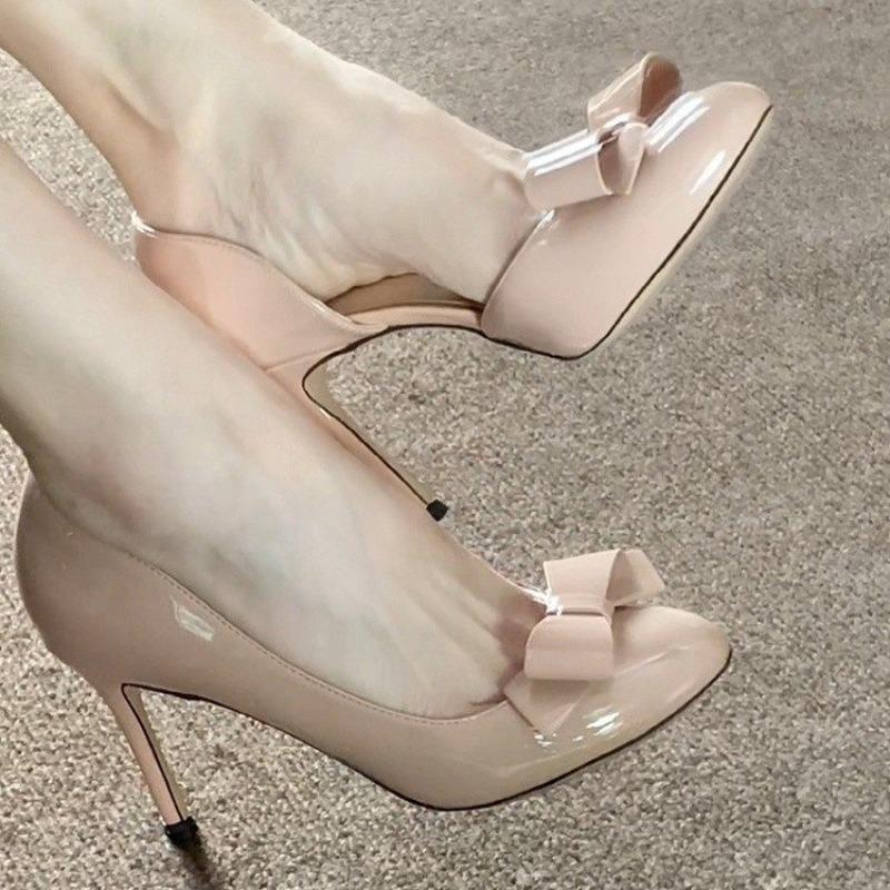 Fashion New High Heels 2025 Women's Bow Side Empty Stiletto Single