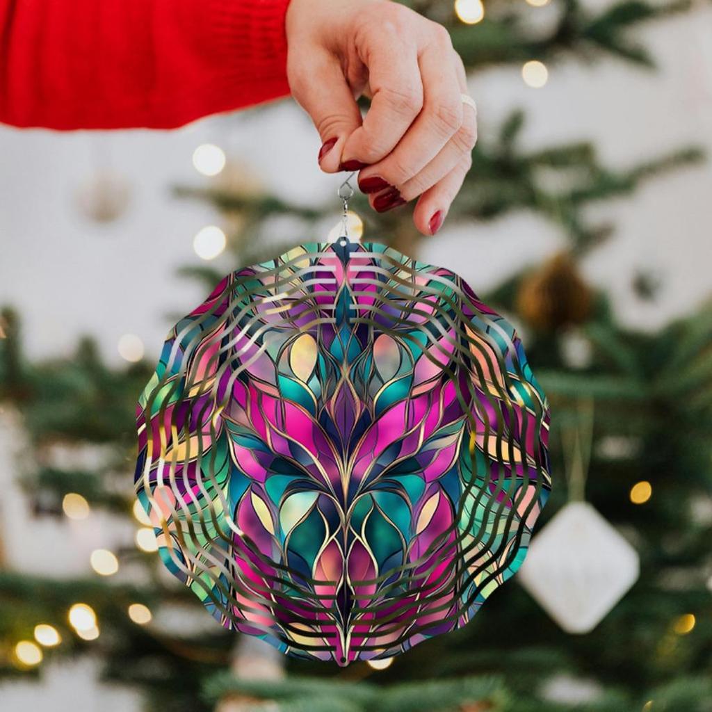 Campanello Eolico Mandala Bohemien Metallo Colorato Decorazione da Giardino Esterno Gancio Rotante Fatto a Mano per Patio Regalo di Vacanza Famiglia Amici Arte della Natura
