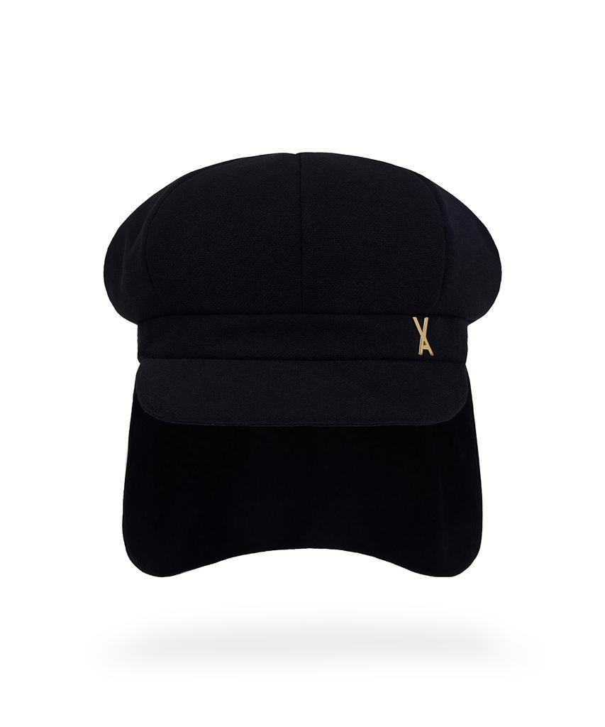 Bajal Va Studded Fly Newsboy Cap Black