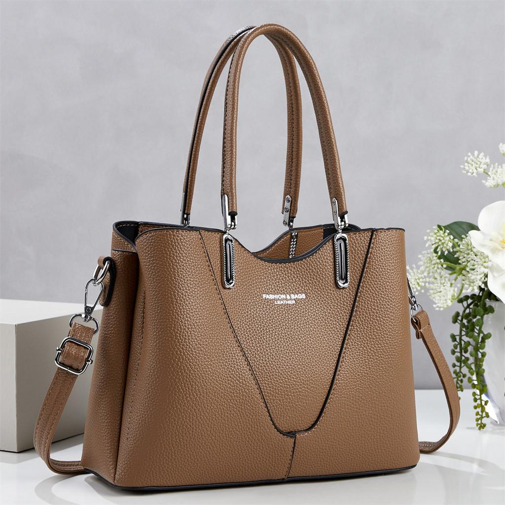 Womens Pu Large Tote Handbag With Top Handle And Shoulder Strap For Daily Commute
