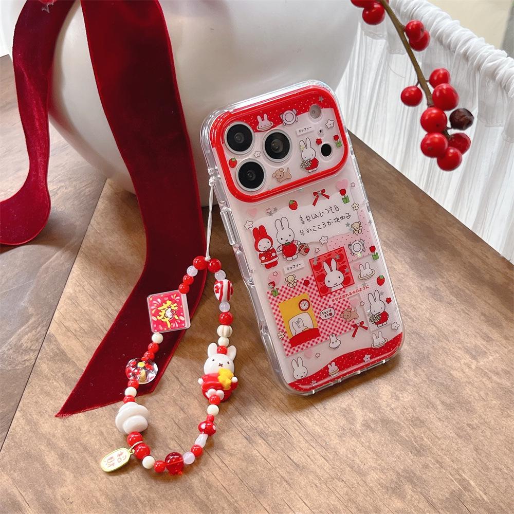 Cartoon Miffy Strawberry Rabbit Anti-fall Case for iPhone 14/13 PROMAX