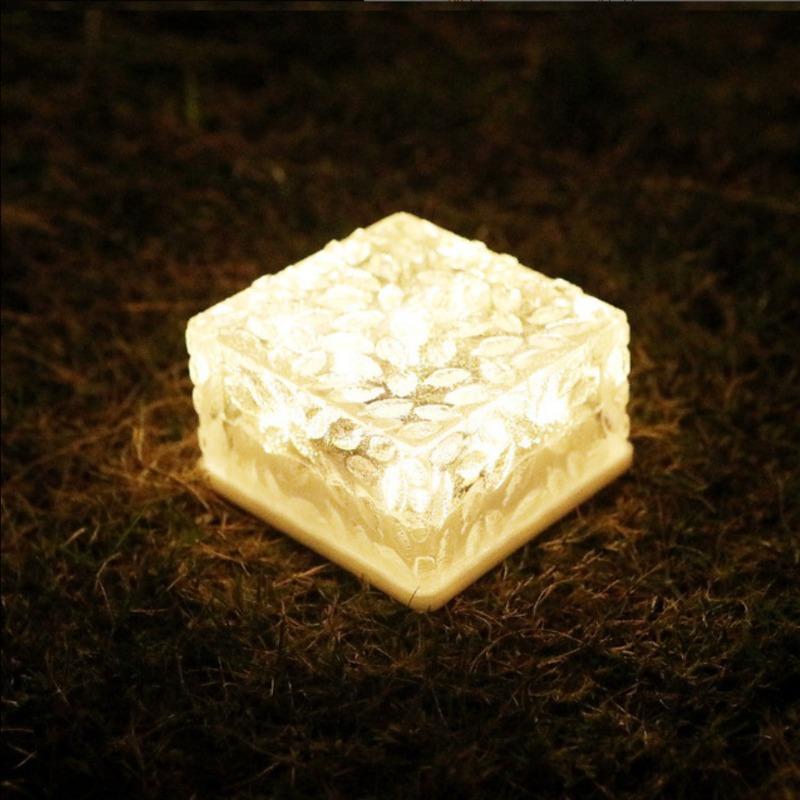 Solar Powered Outdoor Courtyard Landscape Lights Ice Brick Lamp Garden Decorative Atmosphere Square Waterproof Buried Lights
