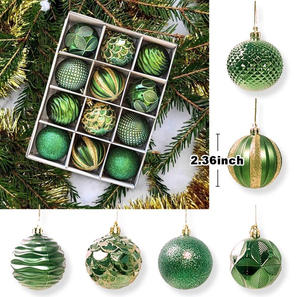 12pcs 6cm Painted Christmas Ball Set Plastic Gift Ball Xmas Tree Hanging Pendant Xmas Baubles Christmas Decorations