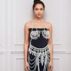 Multi Layered Beaded Tassels Bra Jewelry Set with Alloy Pearls Trendy Body Chain For Rave Beach Party Accessories