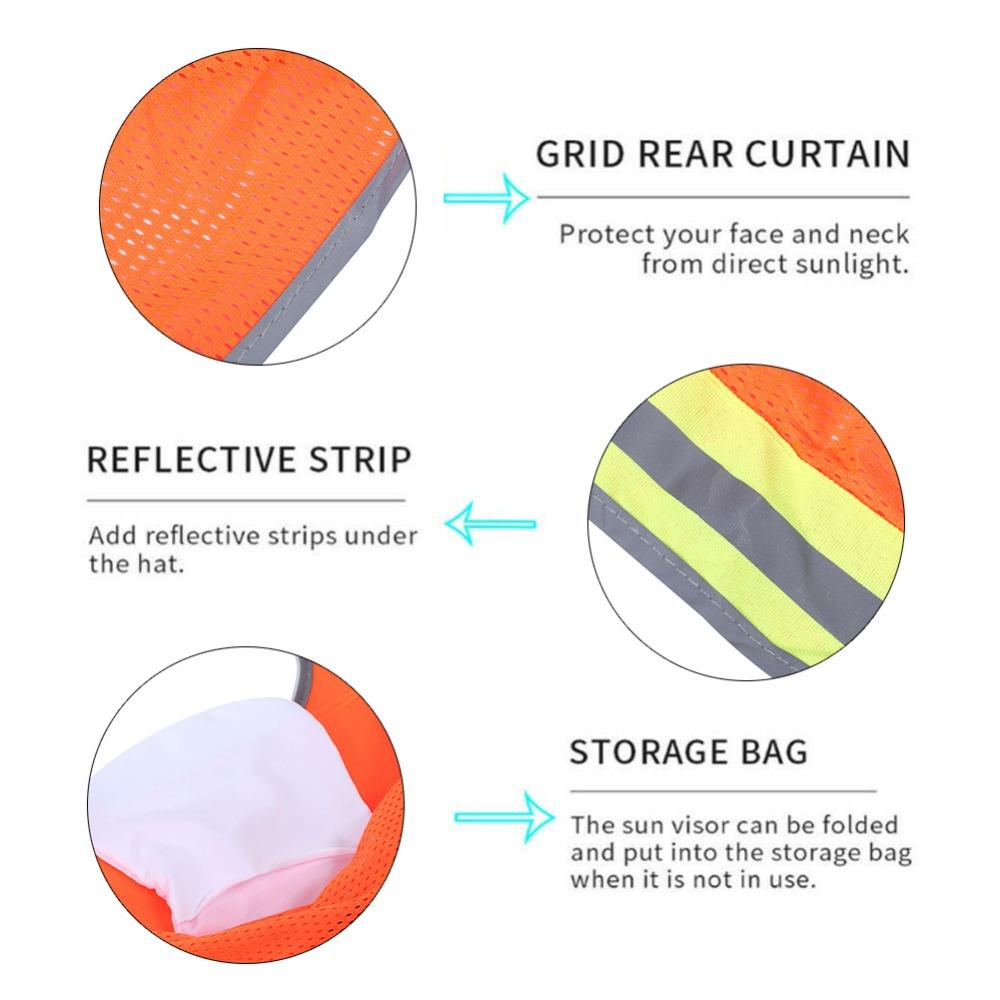Reflective Hard Hat Orange Helmet Portable Sun Shade  Outdoor