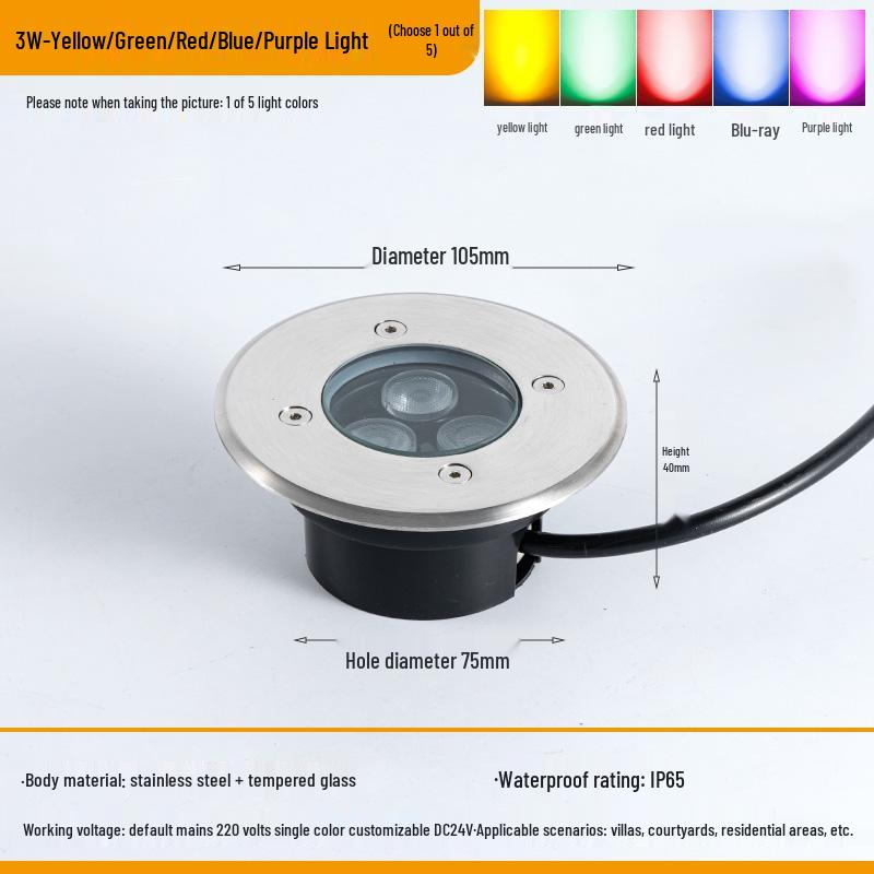 Ultra-Thin Waterproof LED In-Ground Courtyard Spotlight for Garden Decoration