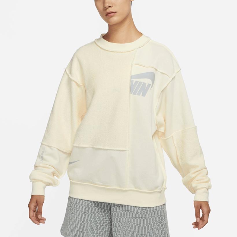 Nike Sweatshirts Women's Beige Crew Neck Moderate Regular DO6960-715