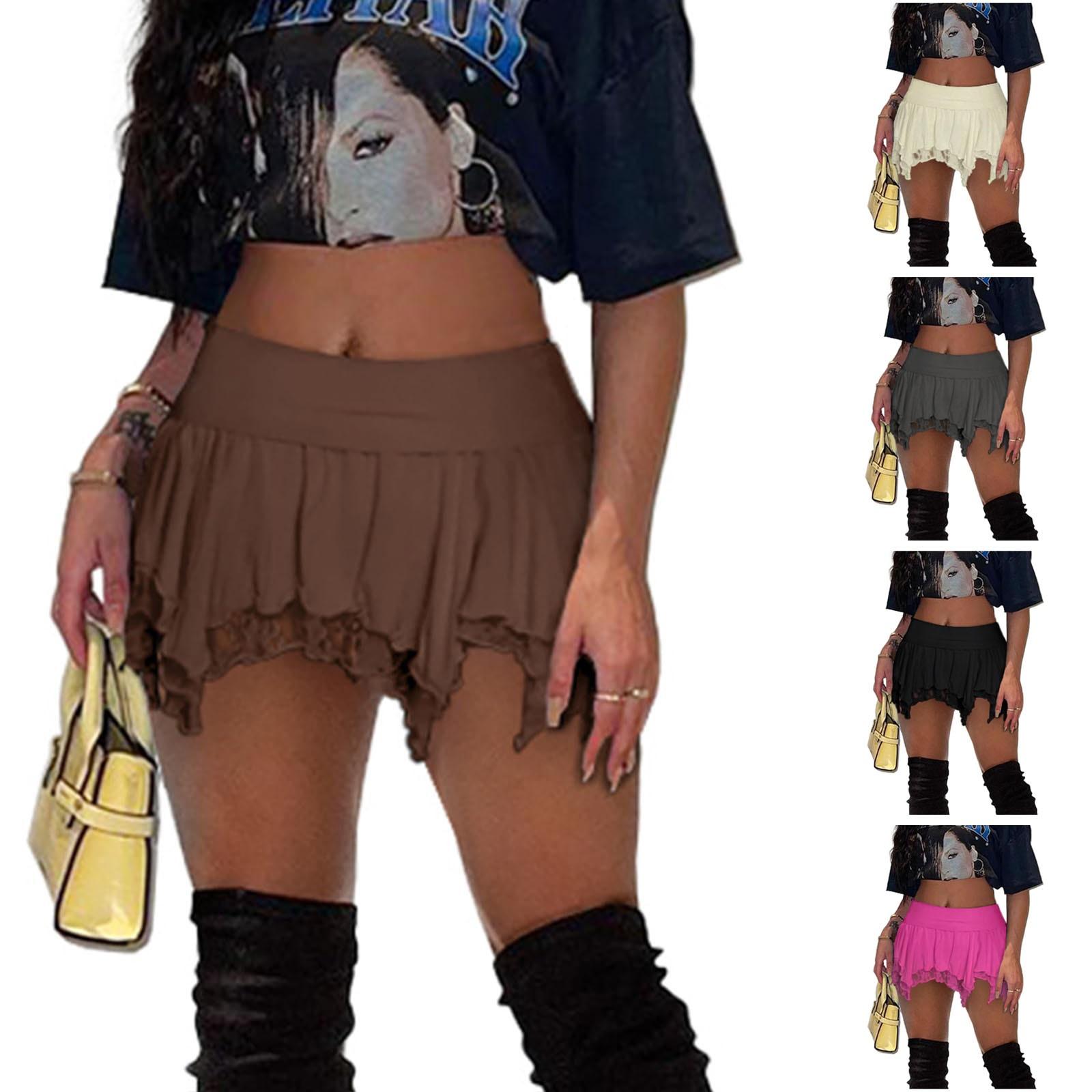 

Женская кружевная короткая юбка, однотонная плиссированная юбка с низкой талией и цветочным принтом, уличное платье