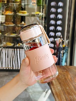 Portable Cute Glass Water Cup with Lid - Stylish Summer Tea Brewing Mug