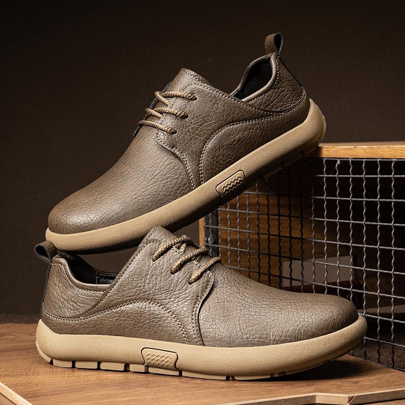 Men's 2025 Winter Retro Leather Casual Sports Shoes - Non-slip, Soft Sole, British Style Work Footwear