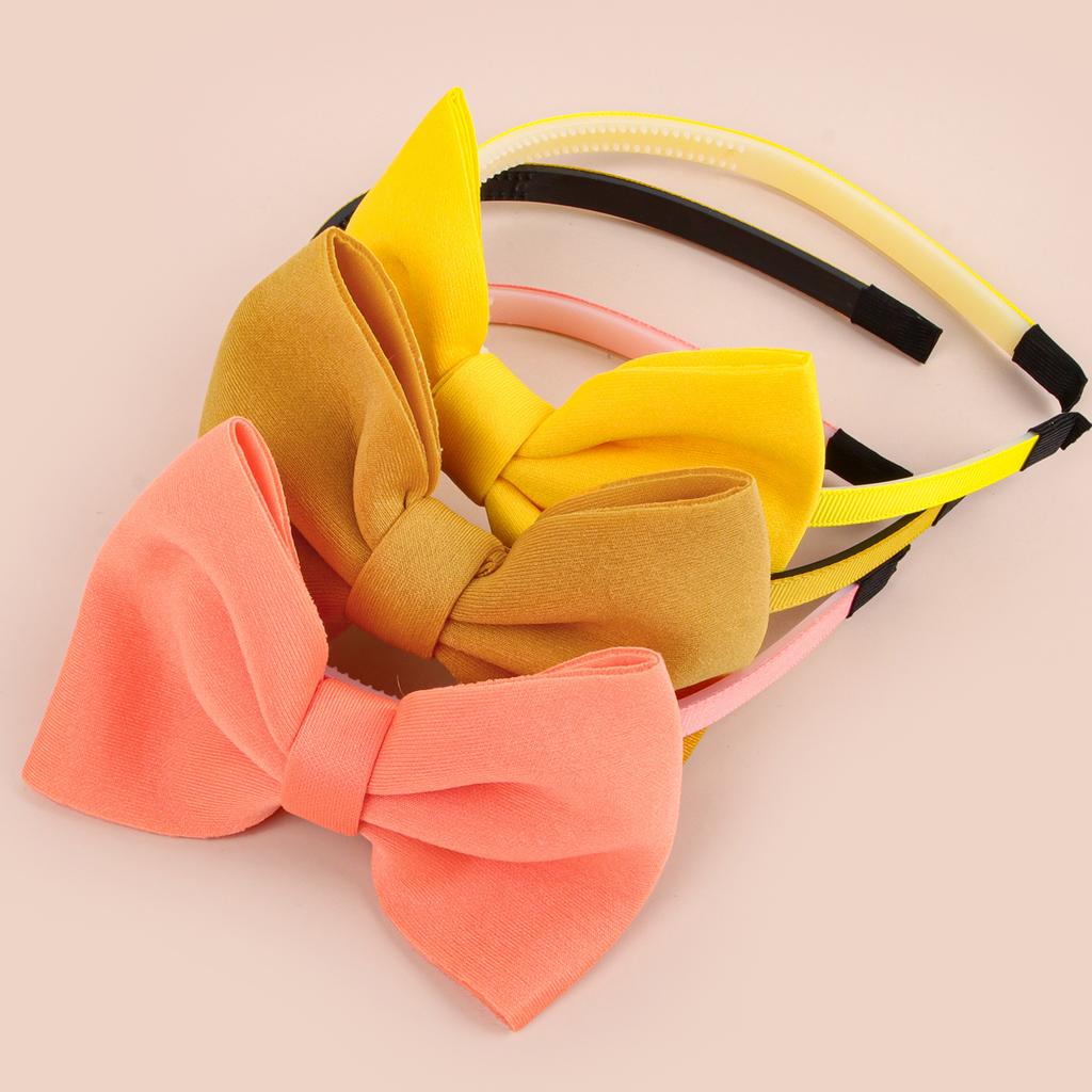 3pcs Fabric Bows Headbands for Girls Plastic Teeth Hairbands 4inch Hair Bows with Headband Children Kids Hair Accessories