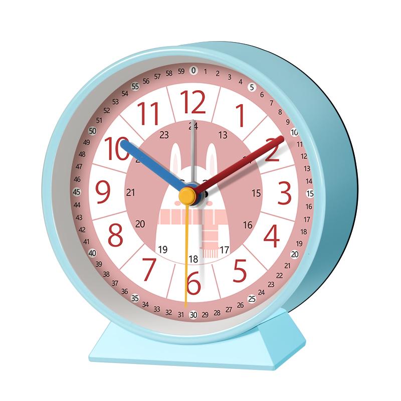 Early Education Desk Clock Needle Display Quartz Alarm Clock Silent Sweep Movement Silent Walking Soft Night Light Metal Frame