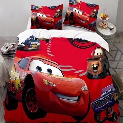 Cartoon Car Three-piece Quilt Cover 3D Digital Printing Bedding Set Bed Cover