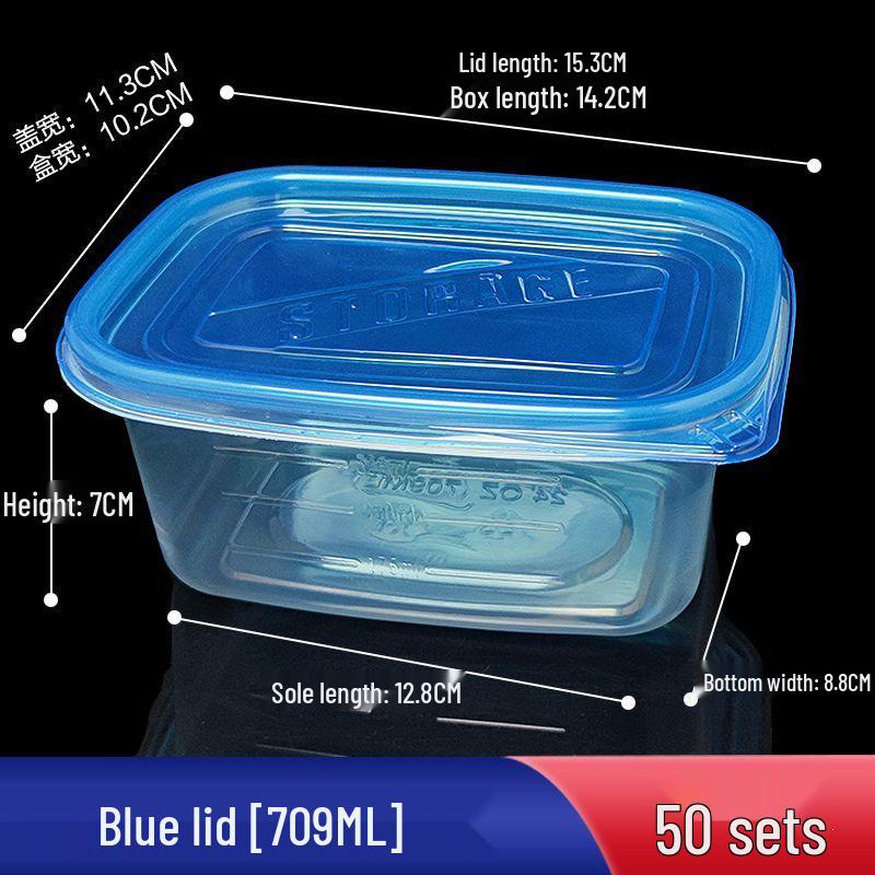280ml Transparent Rectangular Plastic Bento Lunch Box with Lid - Disposable Fresh-Keeping Container for Fruit Salad