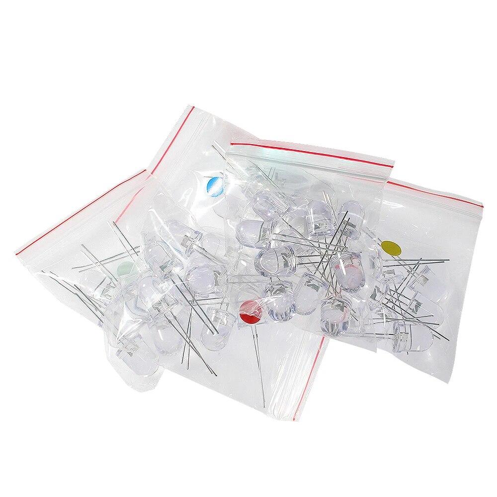 50pcs/100pcs LED Diode 3mm 8mm 10mm Clear Bright Multicolor Light Emitting Diodes Kit 5 Colors Red/Green/Blue/Yellow/White