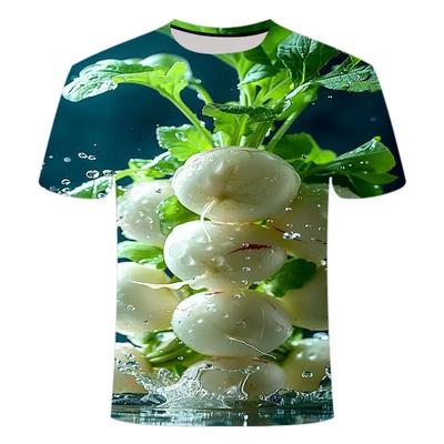 Camiseta Gráfica de Moda de Verano con Plantas y Verduras para Unisex Tendencia Casual Melón y Flores Frutales Impresión 3D para Hombre Tops de Manga Corta