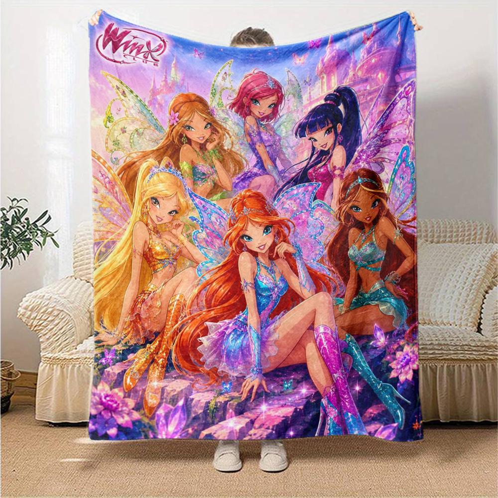Winx Club Theme Printed Blanket - Perfect for Couch, Bed, Travel & Outdoor Use | Machine Washable, Cozy & Durable.