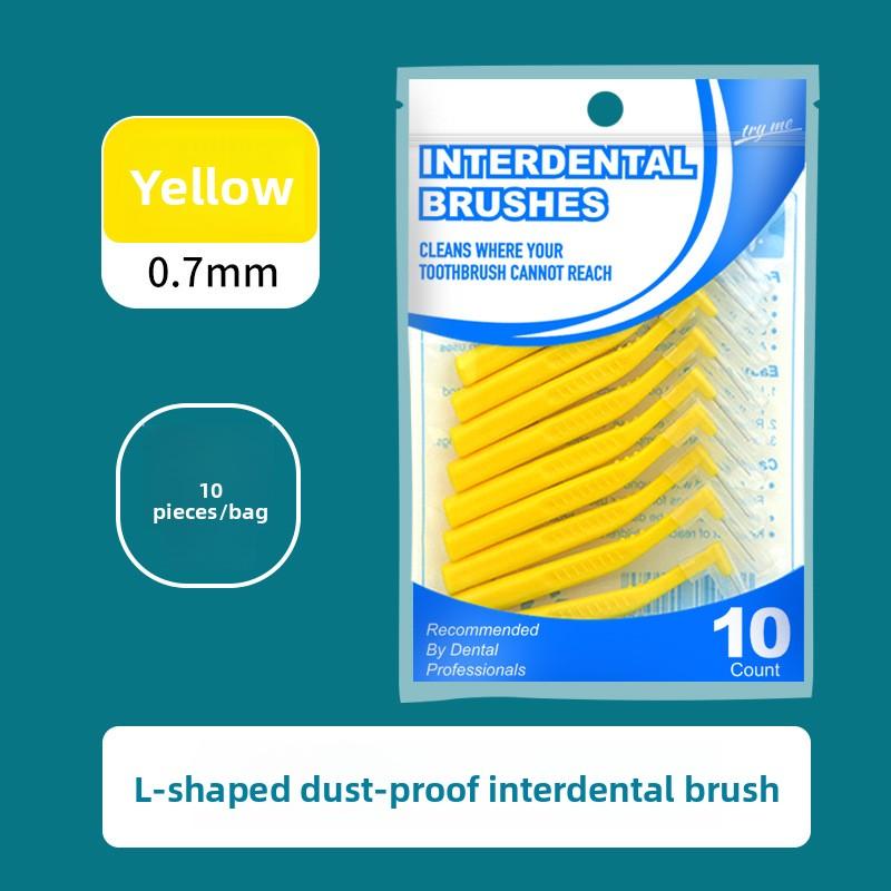 10Pcs Interdental Brush L-shaped Oral Interdental Brush Gap Brush Teeth Cleaning Brush