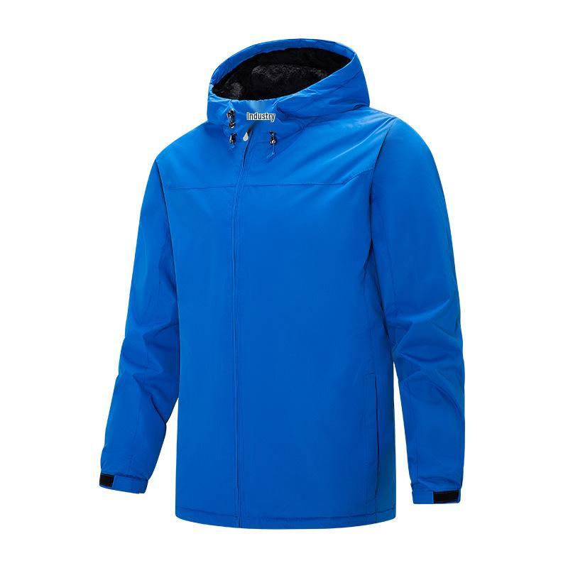 Herren Fleecegefütterte Kapuzen-Windjacke der neuen Saison - Dicke Outdoor-Jugendoberbekleidung.