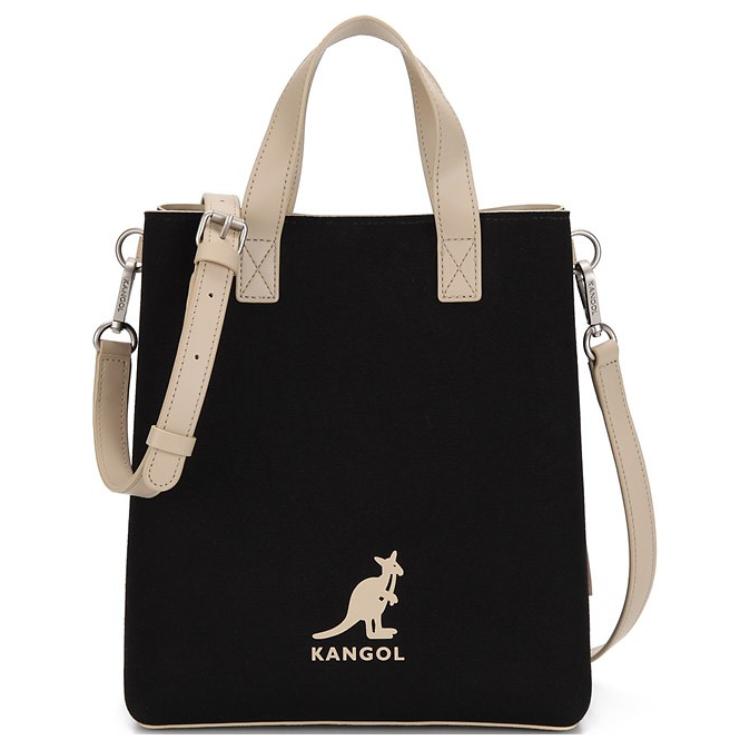 

Новая хлопковая сумка-тоут KANGOL с отделкой из синтетической кожи, сумка для покупок, сумка через плечо, сумка кроссбоди, сумочка обычная унисекс черная TB3877BKOS 21.1*7.1*24.6CM