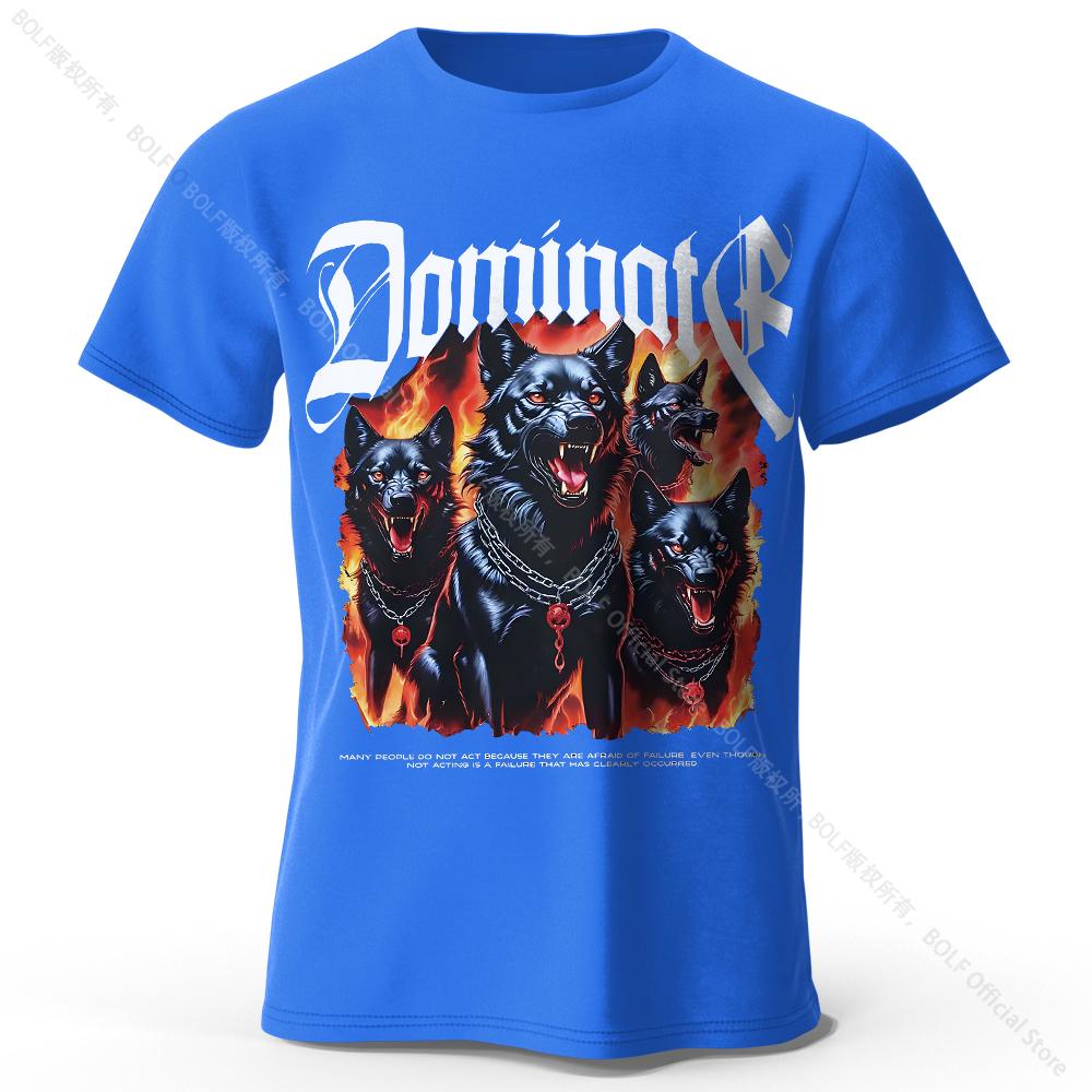 Men's Wolf Darkness Printed T-Shirt 100% Cotton Oversized Street Graphic Tees for Men Women Summer Tops