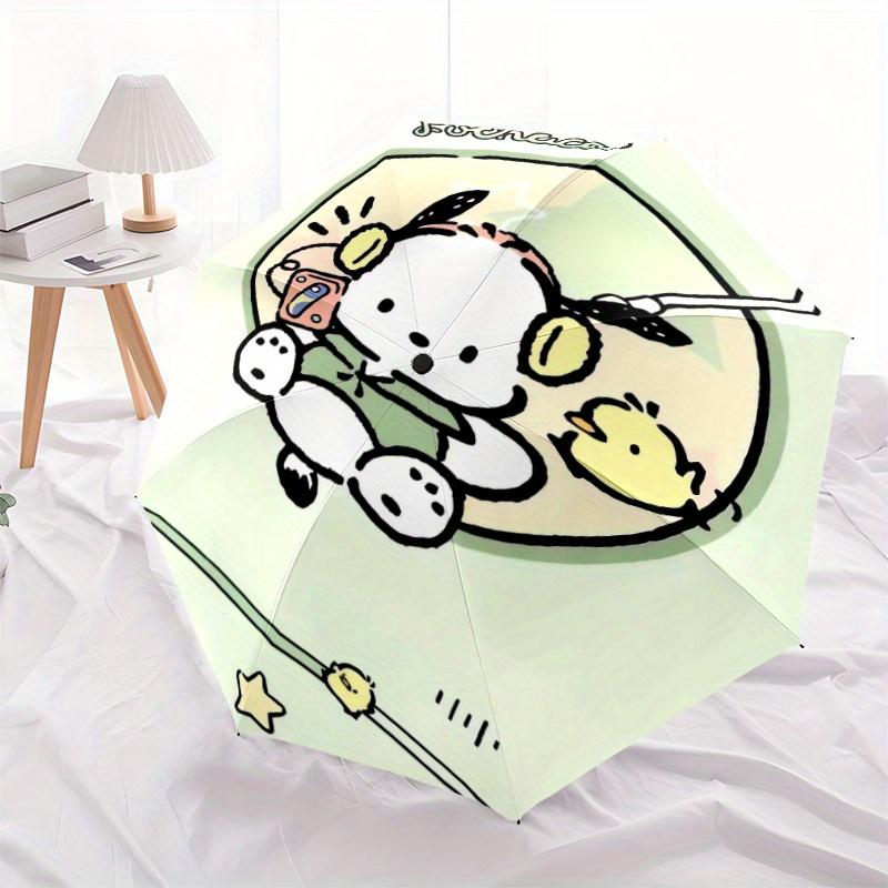 POCHACCO Listening to Music Automatic Opening and Closing Cartoon Umbrella - Small Umbrella Suitable for Various Occasions, Portable 3-Fold Small Umbr