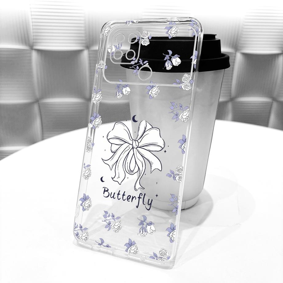 For Xiaomi Poco C40 C50 C51 Phone Case Luxury Flower Butterfly Cartoon Bow Pattern Back Cover Soft TPU Silicone Bumper Housing