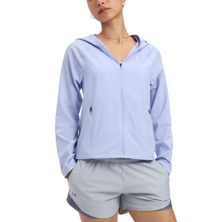 Under Armour SS25 Sun Fashion Comfortable Casual Hooded Jacket Women jackets Light-Blue Purple 6007543-539