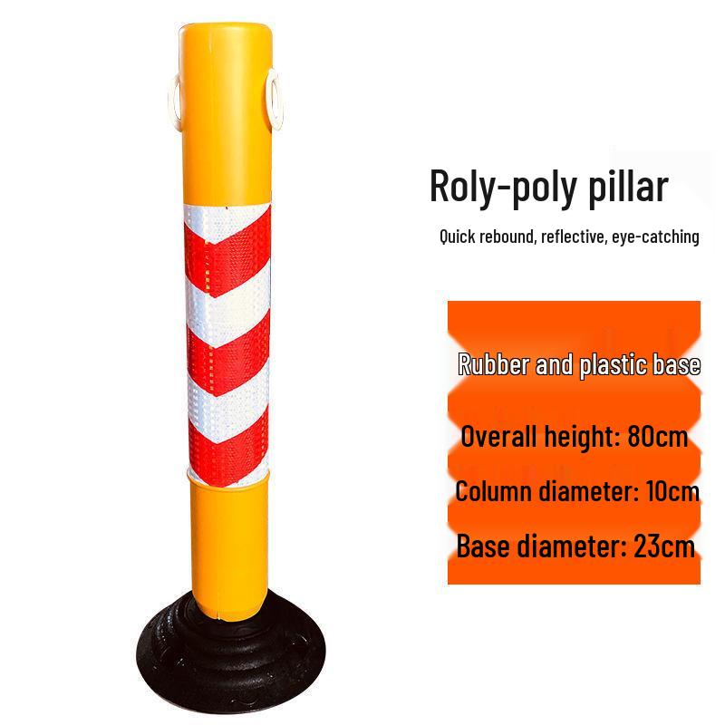 80cm Reflective Tumbler Warning Post - Removable Road Barrier Guardrail & Anti-collision Post