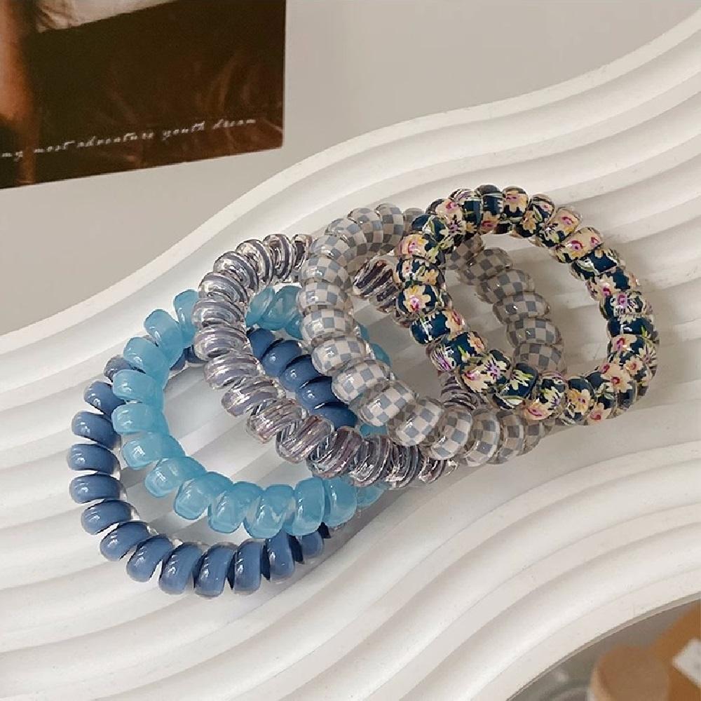 5PCS Fashion Hair Ropes Telephone Line Wire Elastic Hairband Tie Ponytail Holder Rubber Bands Casual Scrunchie Hair Accessories