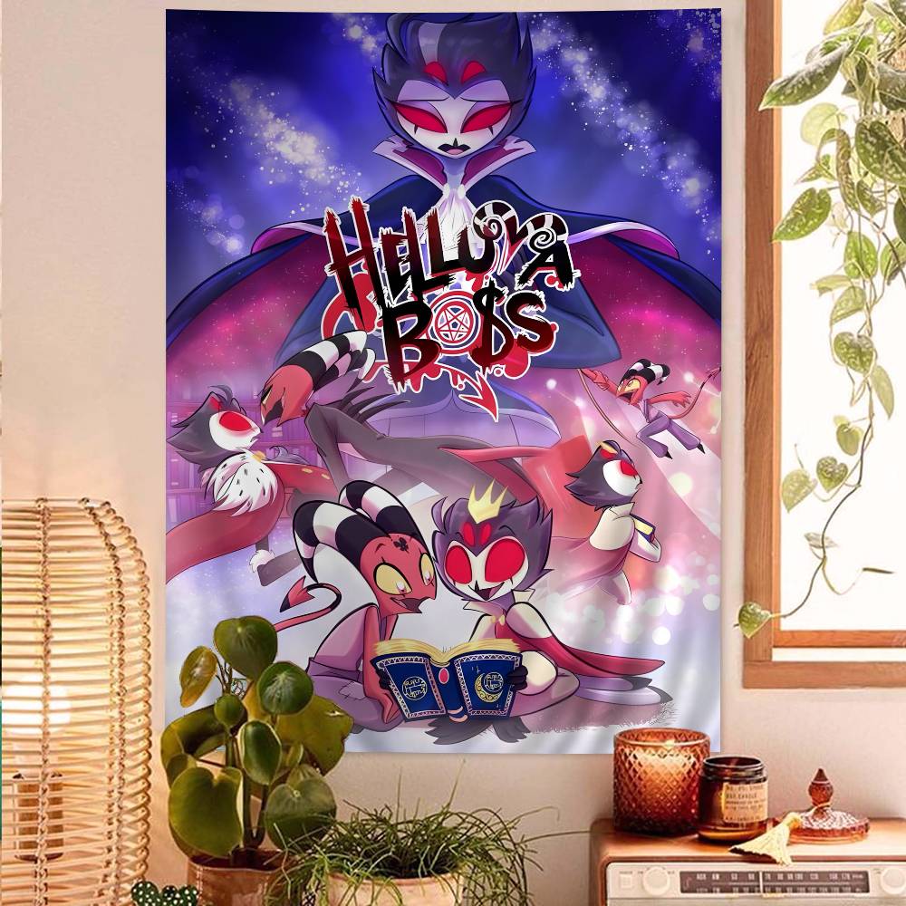 HHazbin HHotel Anime Character Alastor Cartoon Tapestry Hippie Flower Wall Carpets Dorm Decor Art Home Decor