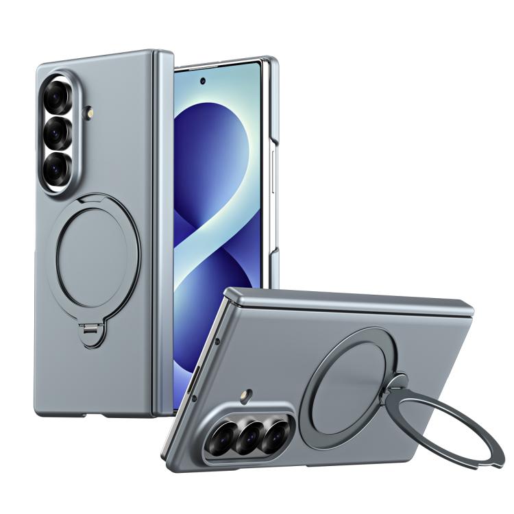 Magnetic Ring Foldable Integrated Film Phone Case For Samsung Galaxy Z Fold4, Hinge Protection 360° Kickstand Wireless Charging Cover