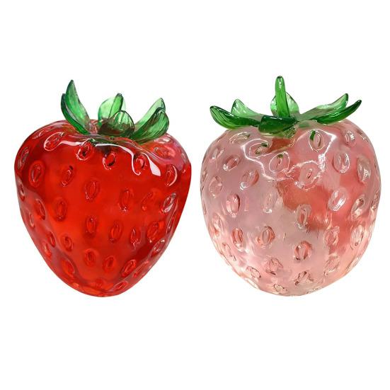 Portable Stress Ball Clear Strawberry Toy Giant Red Pink Squeeze Relief Toy for Relieve Stress Fake Fruit Sensory Fidget Relaxation Hand