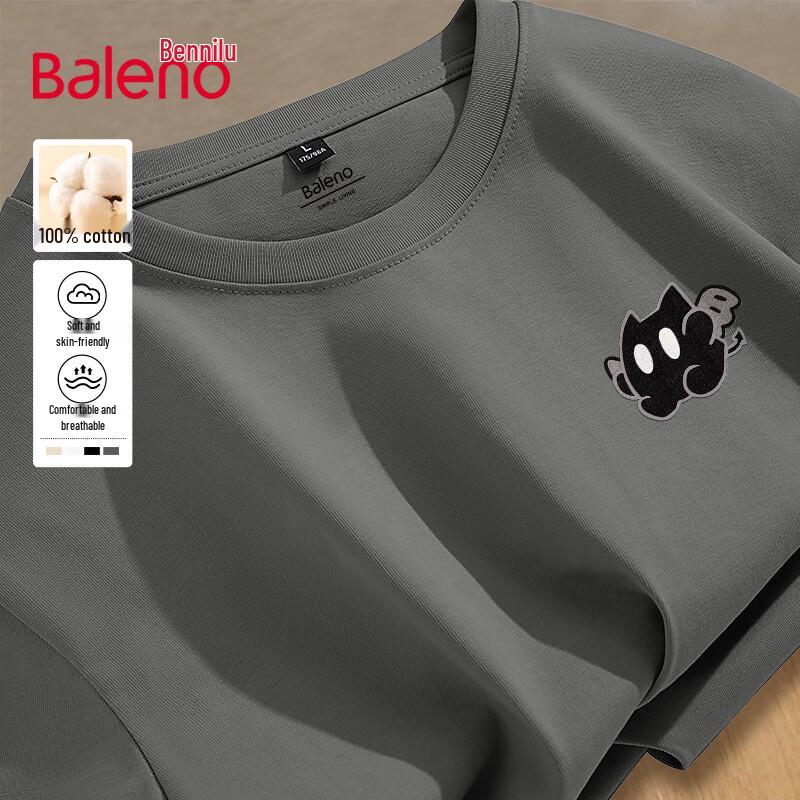 T-shirt a manica lunga da uomo Baleno 220G in puro cotone con stampa Gatto Demone JPB
