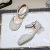 Girls' Crystal Princess Sandals: Velcro High Heels for Summer