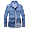 2025 Spring Autumn Men's Slim Fit Washed Denim Shirt Jacket, Korean Style Long Sleeve