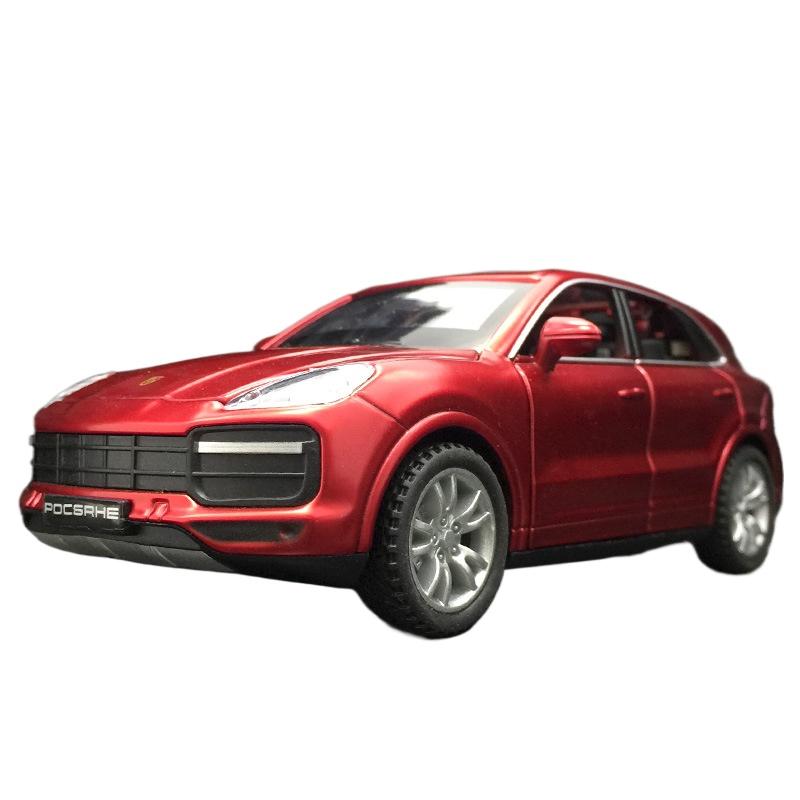 Skala 1/32 Porsche Cayenne Turbo Samochód Stopowy Model Odlewany Model Symulacyjny Ornament Dźwięk Światło Odciągany Zabawka Kolekcjonerski Model Hobbystyczny Prezent