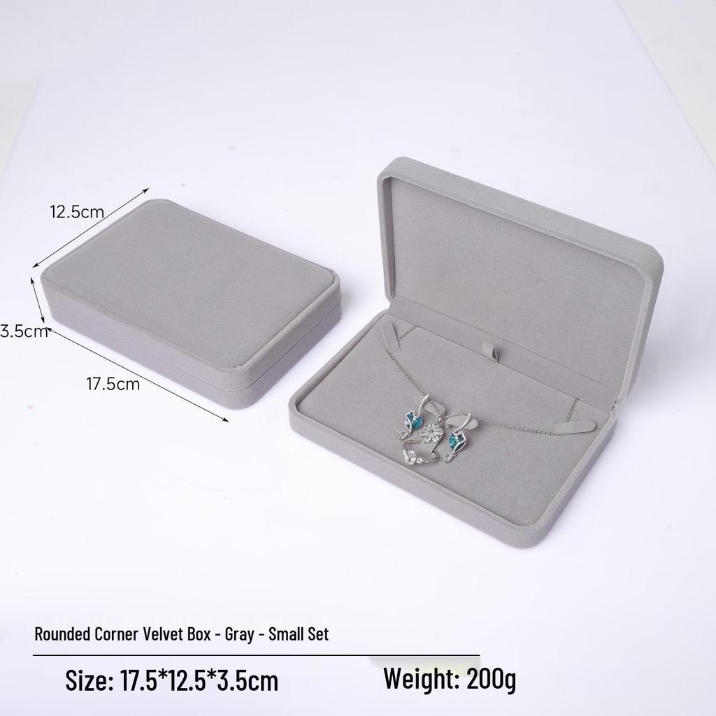 Rounded Corner Plush Jewelry Storage Box for Bracelets, Rings, and Necklaces