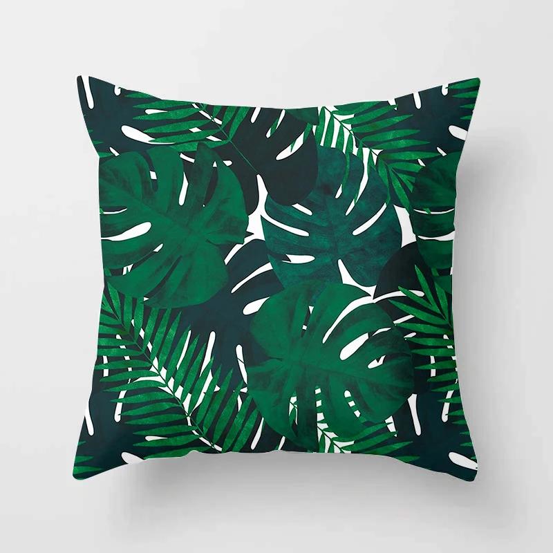 Tropischer Blatt-Kaktus-Monstera-Kissenbezug, 45 x 45 cm, Polyester, Kissen, Sofa, Heimdekoration, Dekoration, dekorativer Kissenbezug