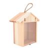 1pcs Suction Cup Mount Wooden Birdhouse Transparent Bird House Outdoor Decor