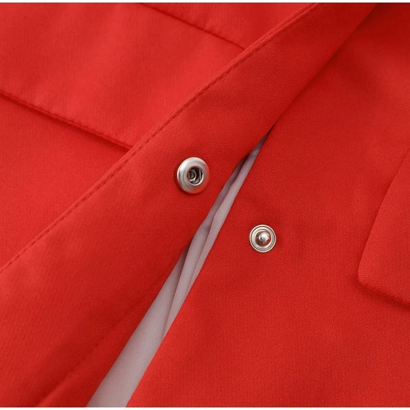 Red Short Coat Women Veste Fashion Suit Jacket Long Sleeve Turndown Slim Female Coats 2023 Autumn Winter Lady Commuter Tops Streetwear Jacket Overcoat