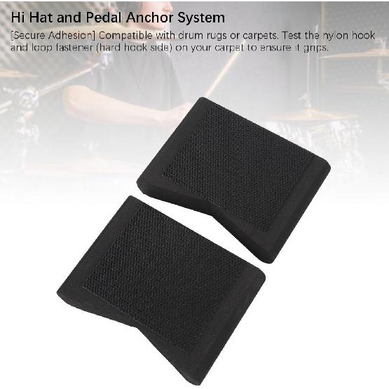 Set of 2 Drum Block Hi Hat and Pedal Anchor System Stops Drum Kit Creep Slipping Drum Set Accessory, Drum Pedal Block Slide Prevention Nylon Fastener