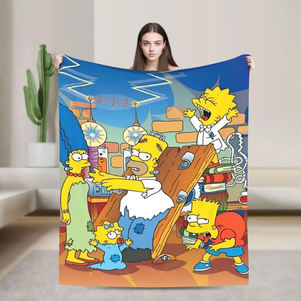 Super Warm Blanket Decorative The Simpsons Cartoon Throw Blanket Flannel Bedspread For Couch Chair Fluffy Sofa Bed Cover