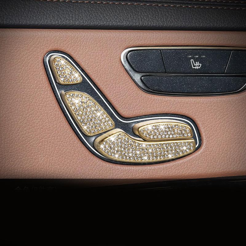 For Mercedes-Benz S Class W222 14-17 Gold Silvery Crystal Style Seat Adjust Buttons Cover